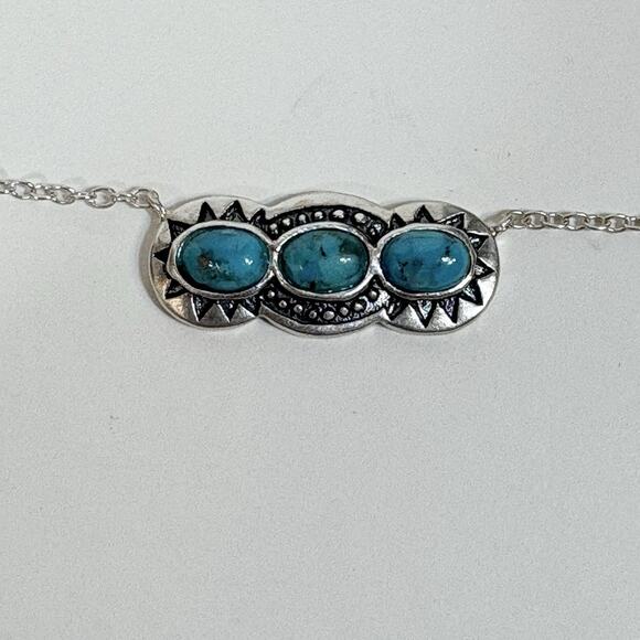 SILPADA "Sail Away" Sterling Silver Necklace N3247 Compressed Turquoise Cabochon - Picture 9 of 9